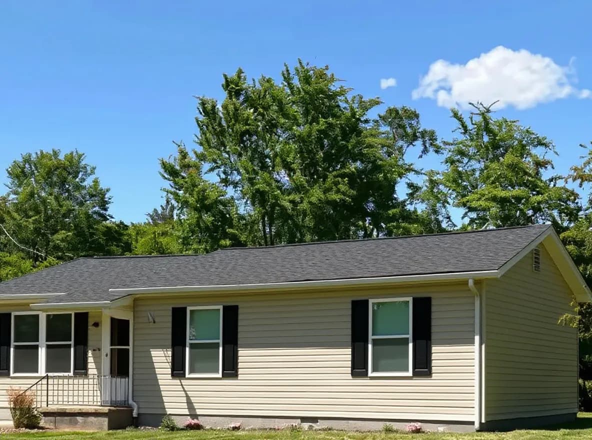 New GAF shingle roof in a charcoal color installed by Mobley Brothers in Gallatin
