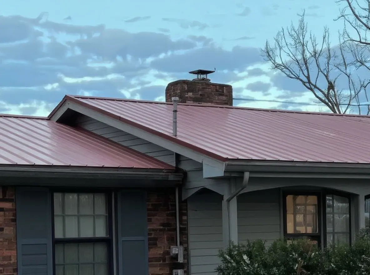 A new metal roof being installed on a home in Nashville