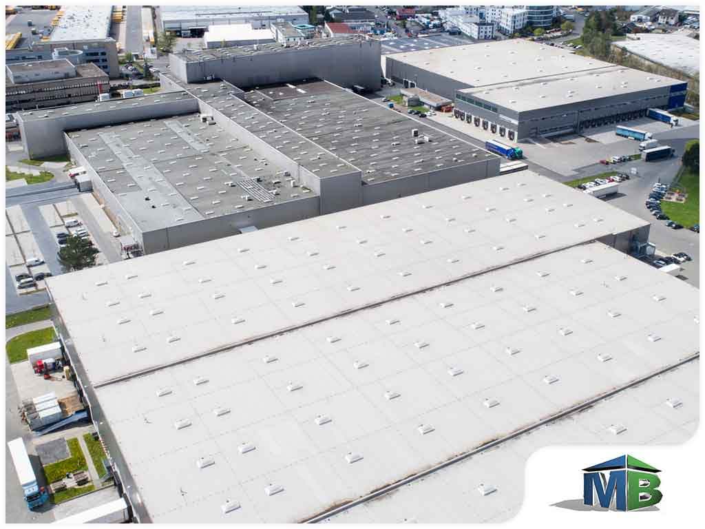 Aerial picture of commercial roofs - Mobley Brothers Roofing and Renovation LLC will inspect your Knoxville commercial roof, from EPDM to Metal, flat or slanted. Schedule with us today.